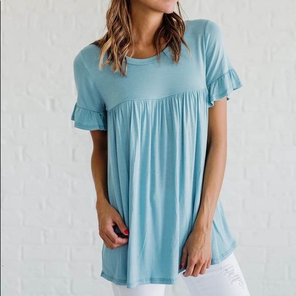 sun & moon Tops - Boutique (Sun&Moon): Aqua Babydoll Top